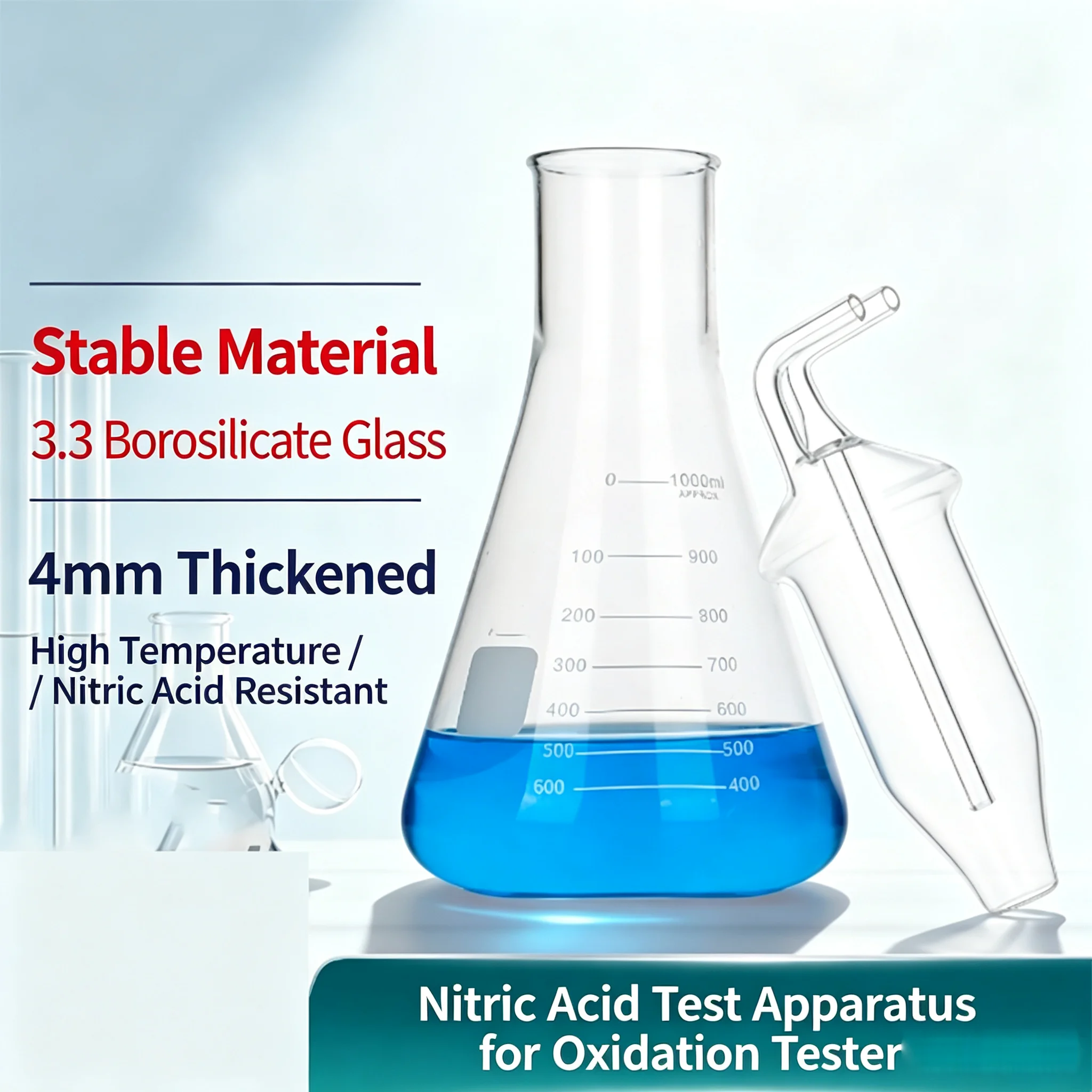 Oxidizer nitric acid test device Erlenmeyer flask condenser High borosilicate acid and alkali resistance