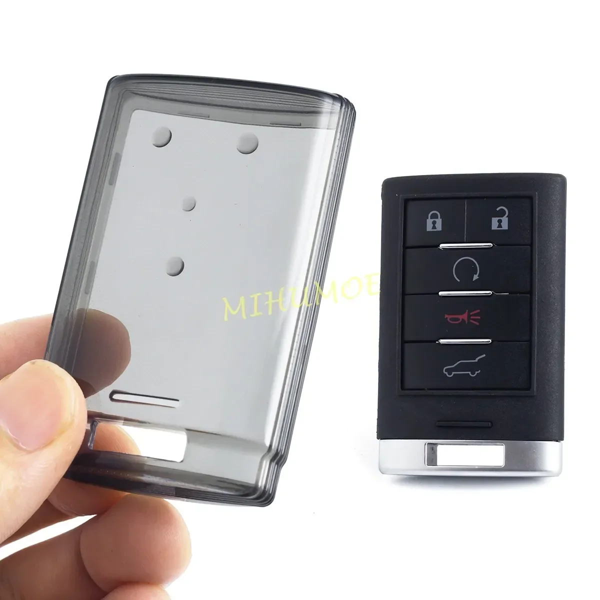 Voor Cadillac DTS STS CTS SRX XTS ATS Escalade Chevrolet Corvette Zwart Transparant Auto Afstandsbediening Sleutel Case Cover Sleutelhanger Protector