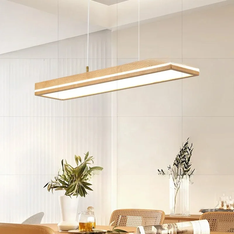 Log wind restaurant chandelier ash wood strip full spectrum