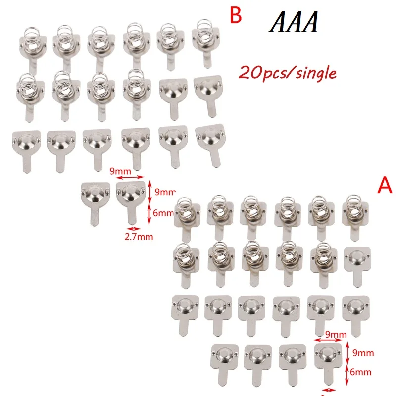 20/10pcs 21x9mm - + Replacement Metal Batteries Spring Contact Plate Silver Unidirectional Slot For AAA/AA Battery Case