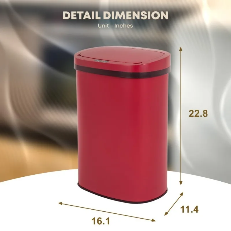 سلة مهملات المطبخ الأوتوماتيكية التي تعمل باللمس 13 جالون 50 لتر مع غطاء سلة المهملات المحمولة لمكتب غرفة نوم الحمام