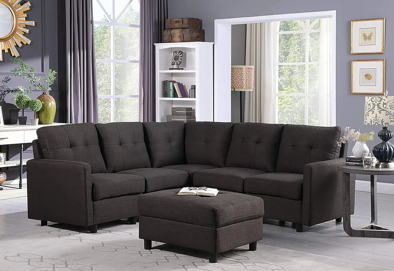 

Sectional Sofa Assemble 6Piece Modular Sectional Sofas Bundle Set Cushions, Easy to Assemble Left &Right Arm Chair, Corner Chair