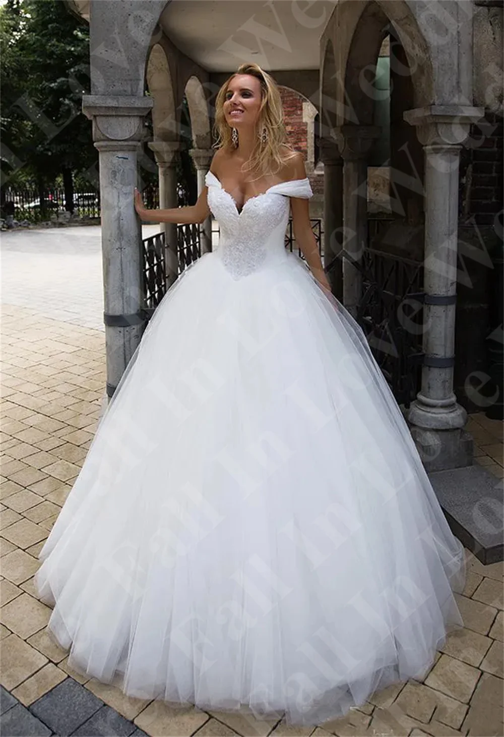 Nuovi abiti da sposa abiti da sposa Sexy con spalle scoperte in pizzo con perline con perle Lace-Up a-line Princess Ball Gown Vestidos para mujer