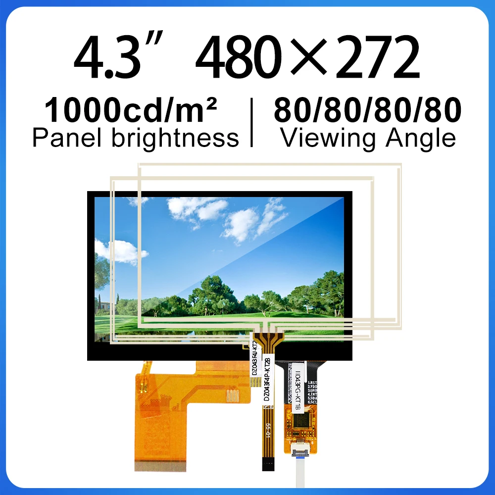 Yangrun 4.3inch Capacitive Touch Panel ips Lcd display 480*272 TFT RGB HD 1000 Nits BI043SE3-K100