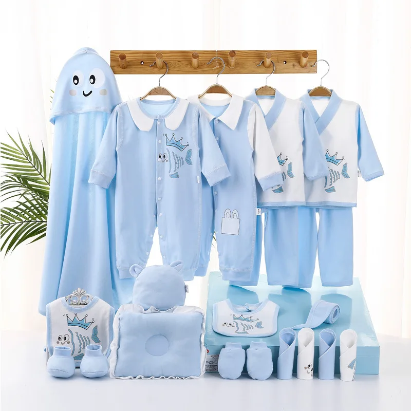 20 pieces/lot Newborn Baby Clothes Sets For Girls Boys 100% Cotton Infant Spring Autumn Clothes Outfits Baby Rompers Hat Bibs