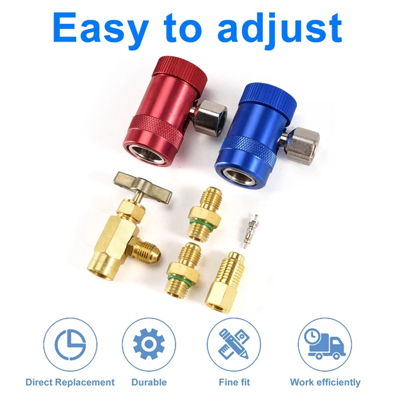 R1234YF Self-Sealing Can Tap With R134A Tank Adapter And R1234 Quick Couplers, For A/C Refrigerants Mainfold Gauge Set