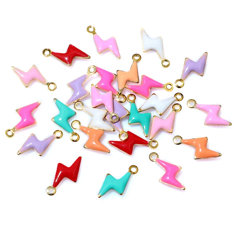 20pcs 10x5mm Enamel Small Lightning Charms Pendant Stainless Steel DIY Jewelry Making Accessories Findings for Bracelet Earrings