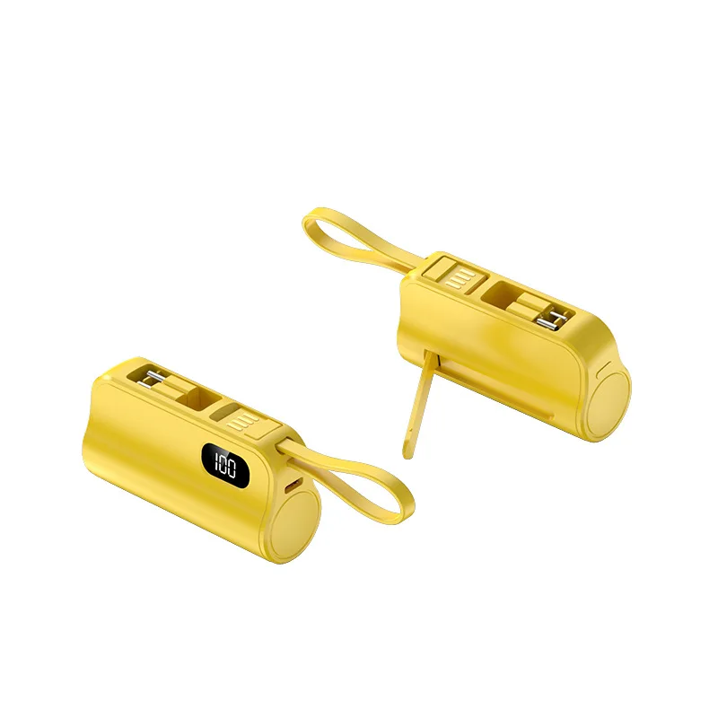 5000mAh Mini Capsule 2-in-1 Power Bank Compact Portable Mobile Power Supply with Built-in USB Cable