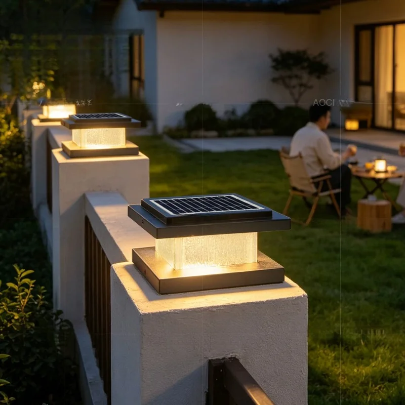 New Modernity Solar Column Head Lamp Outdoor Courtyard Lamp New Rural Self-Built House Villa Gate Post Lamp Wall Lighting Lamp view 3