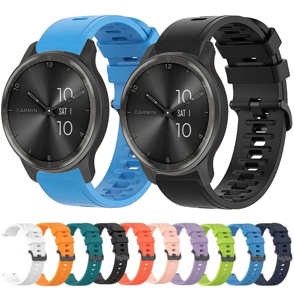 Bracelet en Silicone 22mm 20mm pour Garmin Vivomove Trend/Active 5/Venu 3, Bracelet de sport confortable pour Garmin Forerunner 965/955/265/255