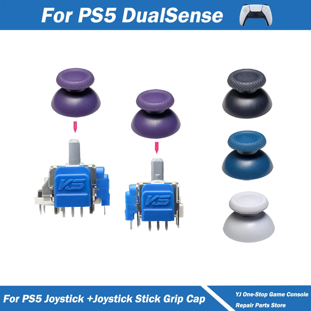 

For PS5 DualSense K-SILVER JS13 Pro+ TMR Electromagnetic Joystick Anti-Drift 3D Analog ThumbStick TMR Joystick w Grip Cap