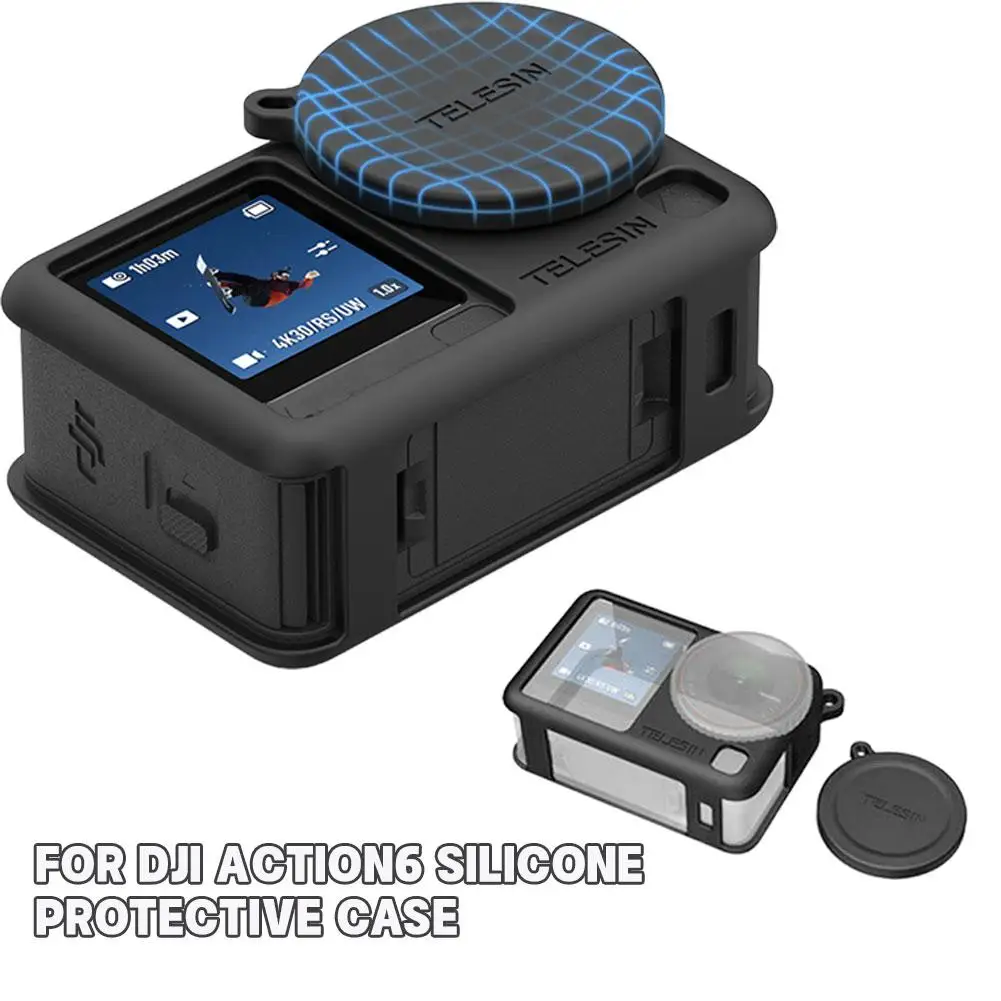 حافظة من السيليكون الناعم لـ dji OSMO Action 6 مع غطاء عدسة مضاد للخسارة كاميرا الحبل غطاء حماية مقاوم للسقوط لـ dji Action S8I6 #4