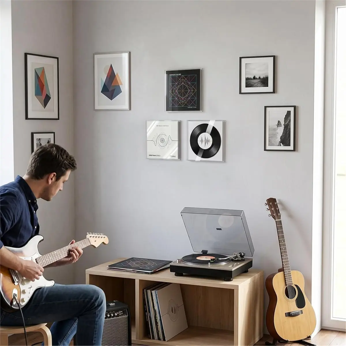 Vinyl Record Frame Display Case for 7 Inch Single Record , Clear Acrylic Wall Mount Album Frame Box for 7 Inch Records
