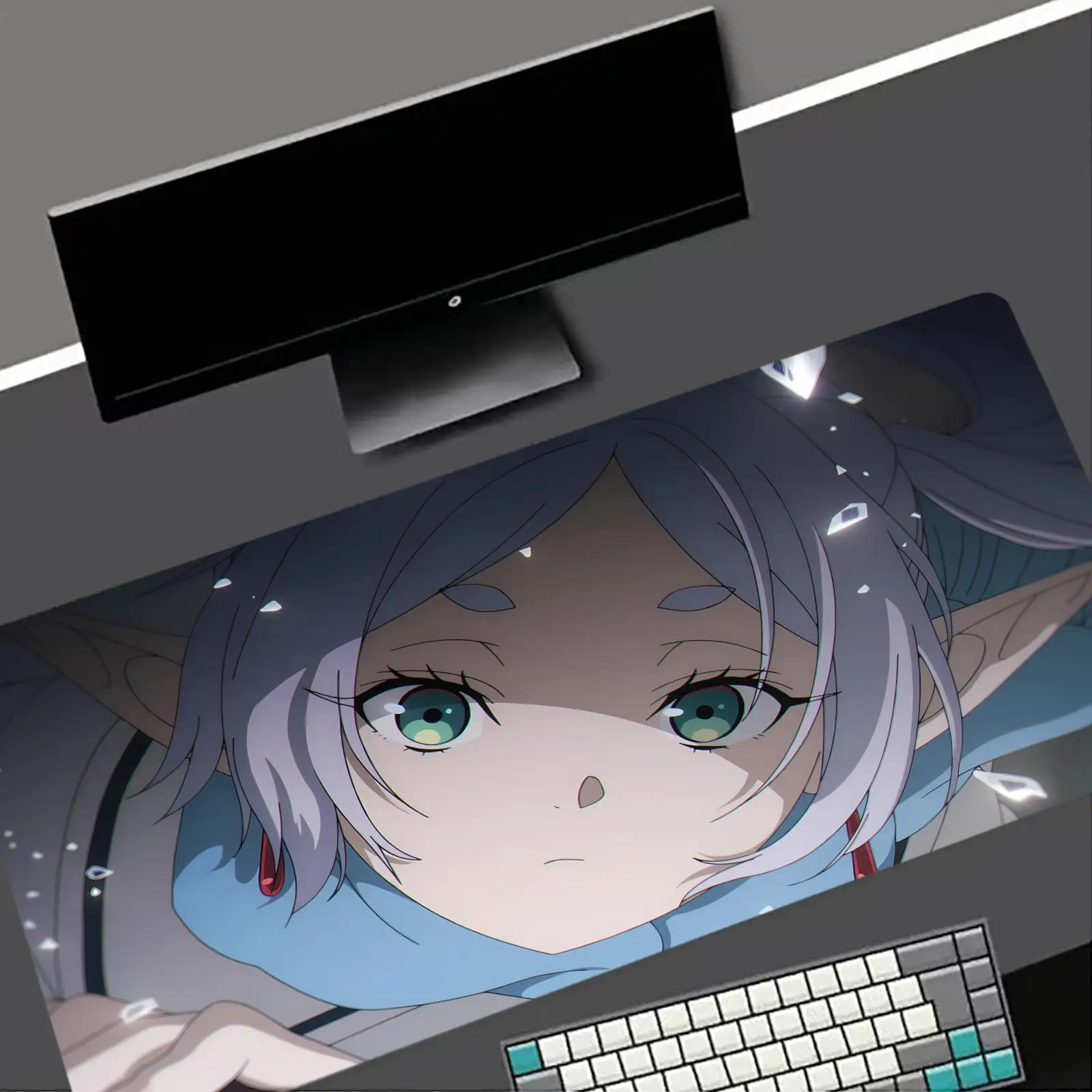Kawaii Anime Girl Mouse Pad Frieren Beyond Journey End Keyboard Rug Laptop Lotus Flower Gaming Mousepad PC HD Desk Mat