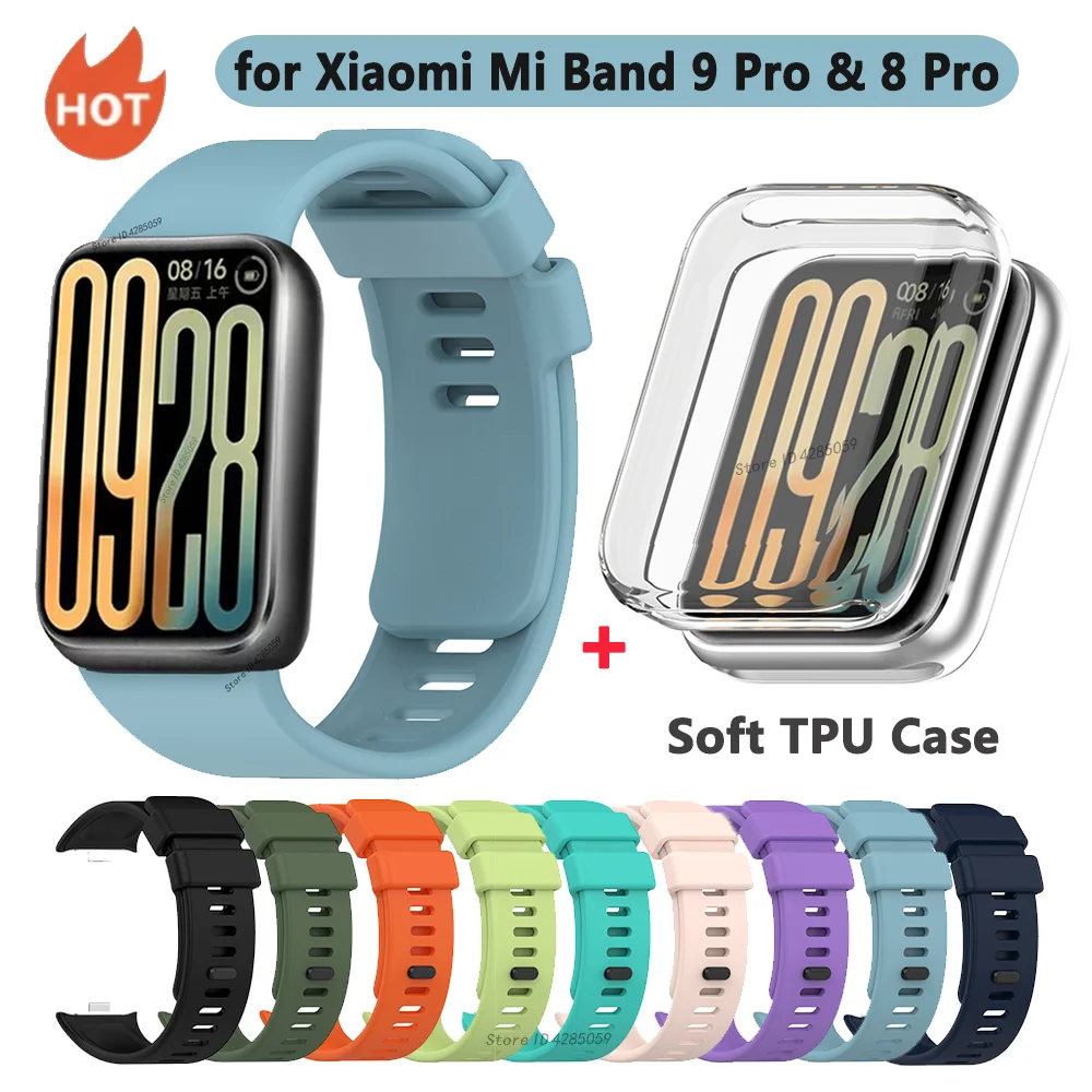 Силиконовый ремешок из ТПУ, чехол для Xiaomi Smart Band 9 Pro/8 Pro, сменный браслет, спортивный ремешок для Mi Band 8 Pro/9 Pro