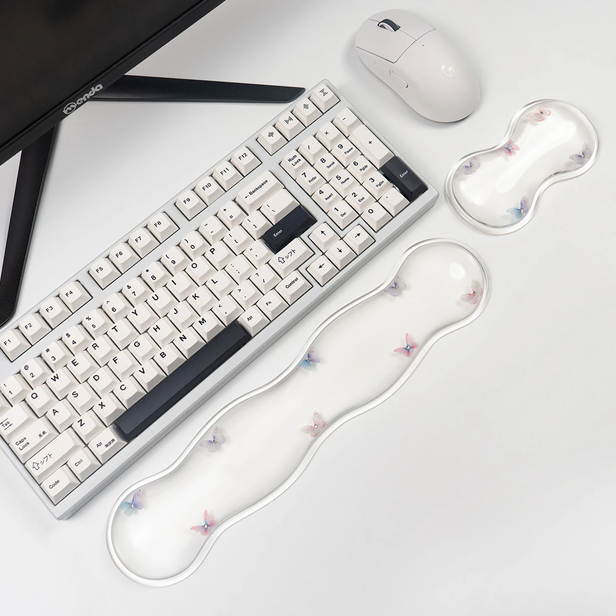 

Cute Butterfly Gel Keyboard Mouse Wrist Rest Set Clear Wrist Rest for Computer Keyboard Comfort & Support for Typing Gaming