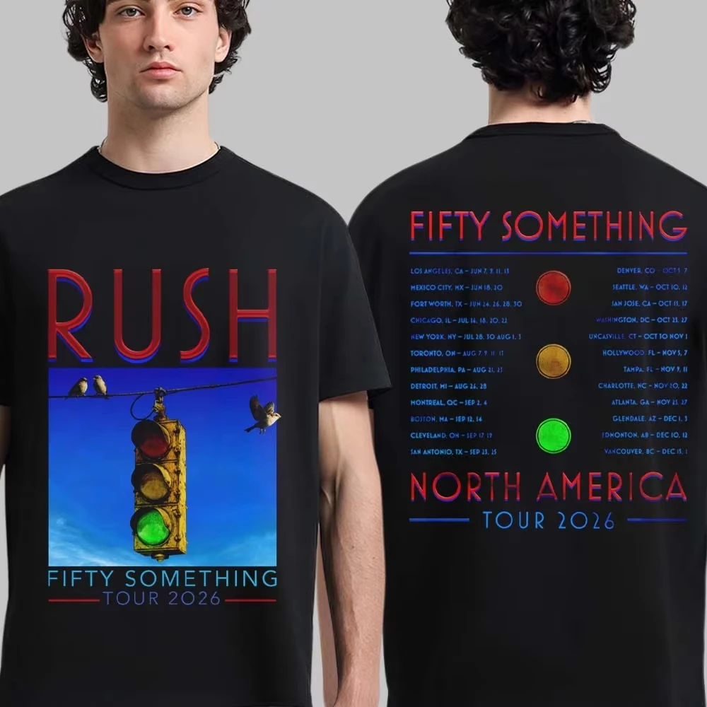 Rush Band Fifty Something Tour 2026 Merch Rush Stage T-shirt 100%Cotton Clothing Unisex Men‘s Women T-Shirts Y2k Casual Fan Tee