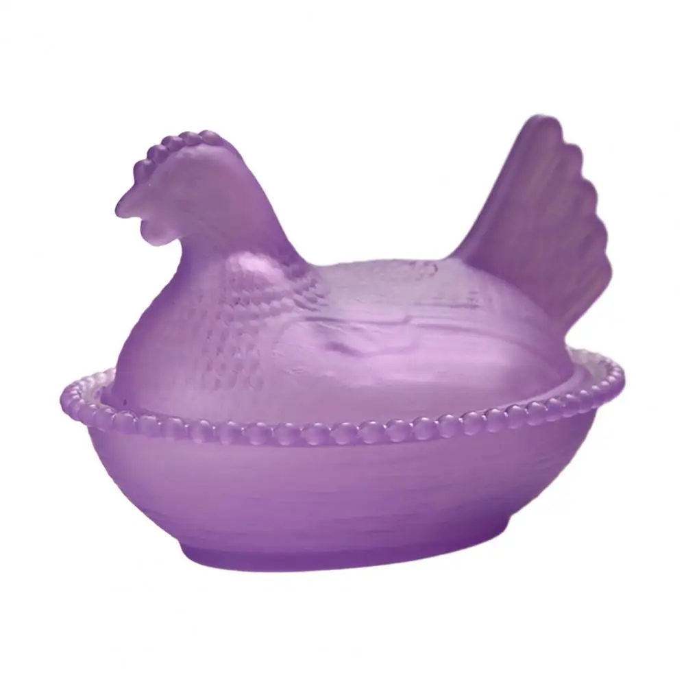 Dessert Storage Container Candy Container Vintage Chicken Shaped Candy Jar with Lid Decorative Glass Candy Dish for Kitchen
