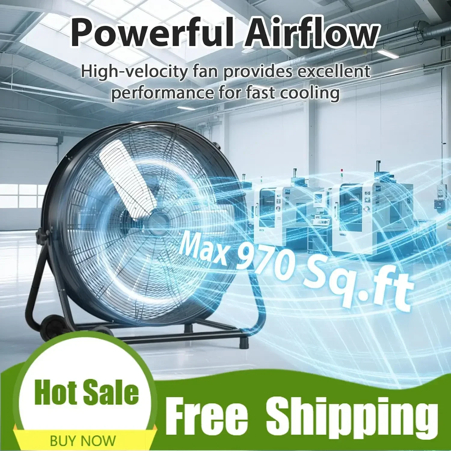

Профессиональный промышленный вентилятор-циркулятор Premium 30 дюймов, 14000 CFM, 550 Вт, высокоскоростной, 3-скоростной, сверхмощный, металлический, с вращением на 360° ° Наклон