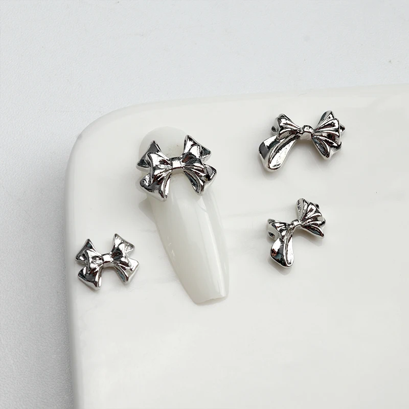 New 20pcs/Bag Alloy Retro 3D Mini Bow Simple Delicate Princess Series Metal Nail Art Charms Accessories Multi Size Bowtie Decor