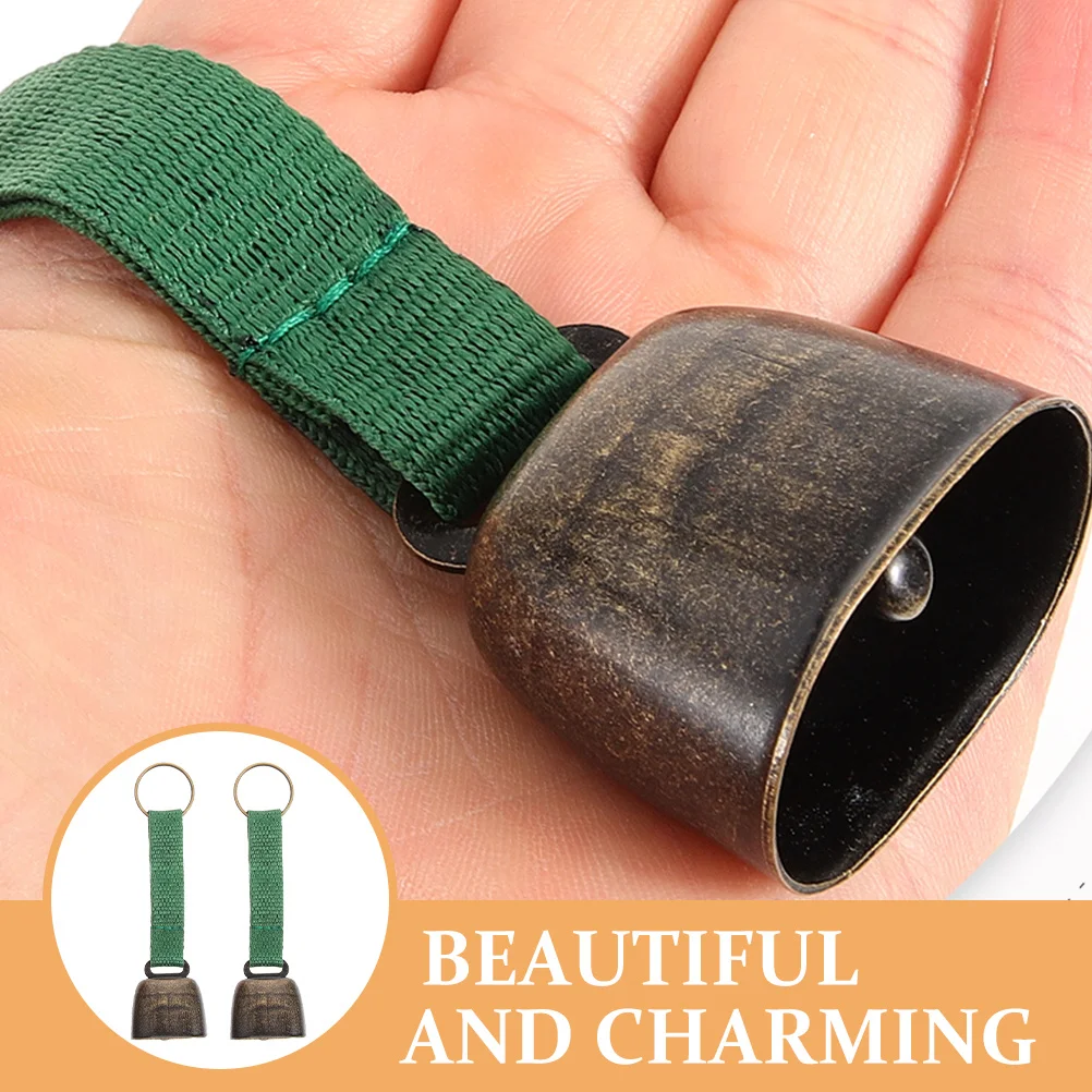 2 قطعة أجراس الدب الرجعية المعادن أجراس التخييم قلادة للمشي في الهواء الطلق تحذير بصوت عال واضح الصوت السفر جرس التخييم جرس #3