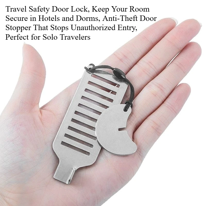 Portable Door Lock for Travel Safety, Hotel Room Security Door Stopper, Anti-Theft Door Latch for Privacy, No Drill Temporary Door Lock for Home, Apartment and Hotel