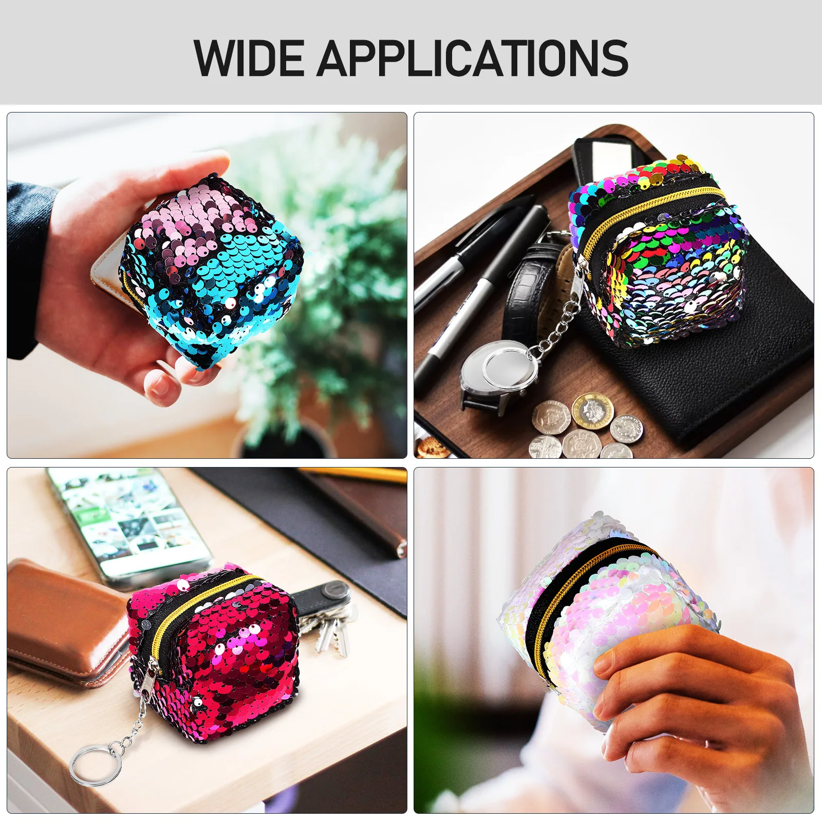 4 قطعة محفظة نسائية للعملات المعدنية بالترتر للأطفال سحاب إغلاق متعدد الألوان محفظة أطفال صغيرة حقيبة تخزين للعملات المعدنية إكسسوارات السفر