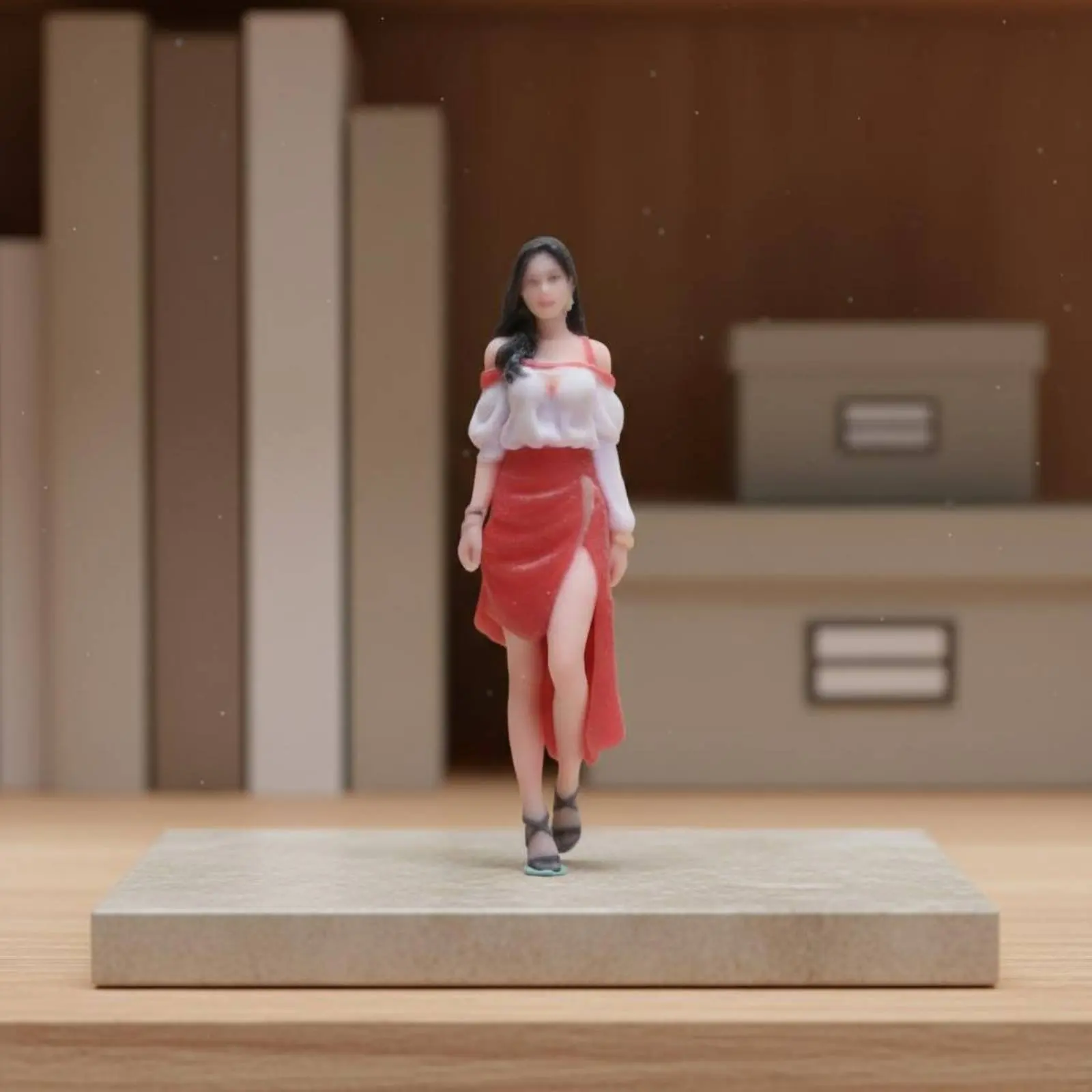 Approximately 1:64 Scale Female Figure Highly Detailed Scene Setting People Figurine Painted Car Scene Figure for Hobbyists