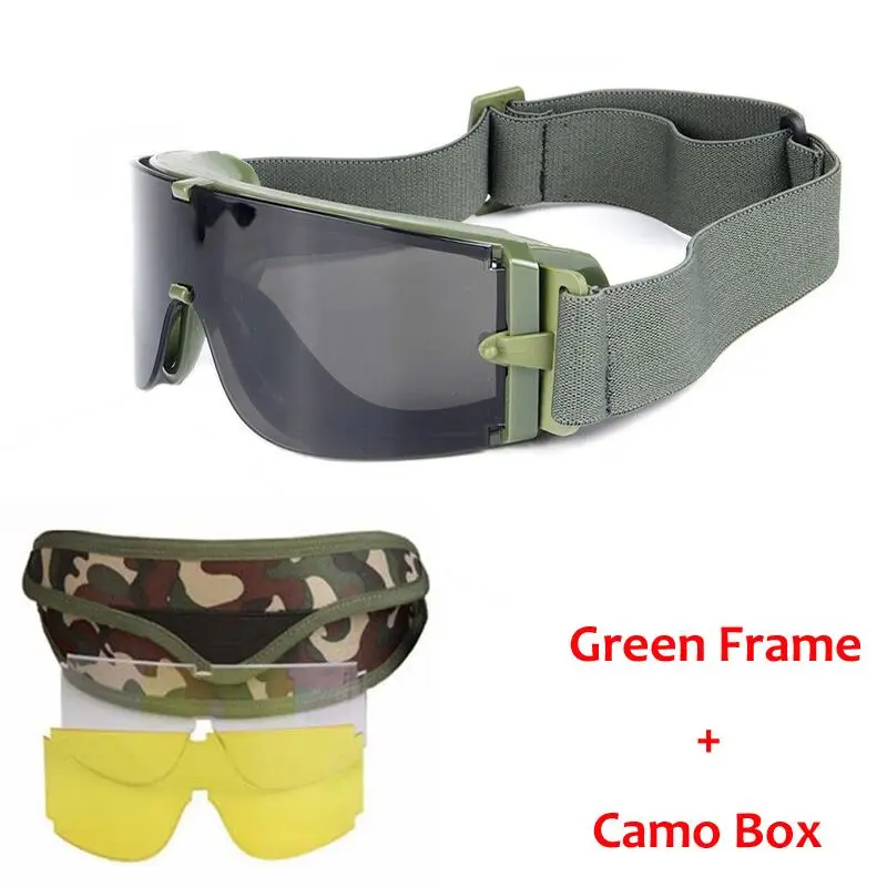 Gafas tácticas USMC X800 con 3 lentes para caza airsoft y tiro