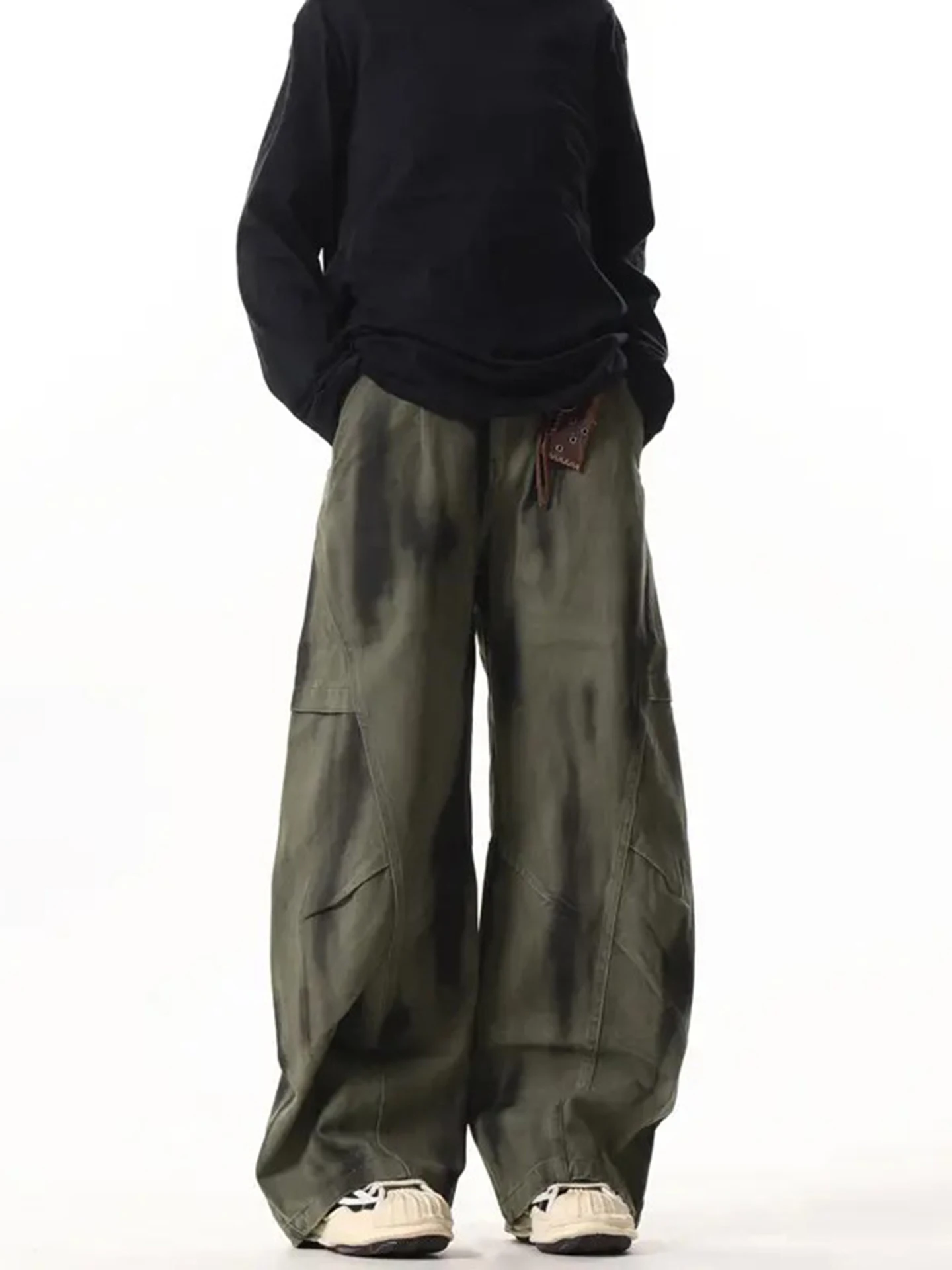 

Мужские летние брюки в стиле американского ретро, плиссированные, с широкими штанинами, повседневные, прямого кроя, для работы