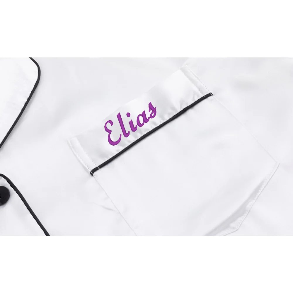 Personalized Embroidered Name Bridesmaid Pajamas, Long Sleeve Bridal PJs, Personalized Bachelorette Pajamas