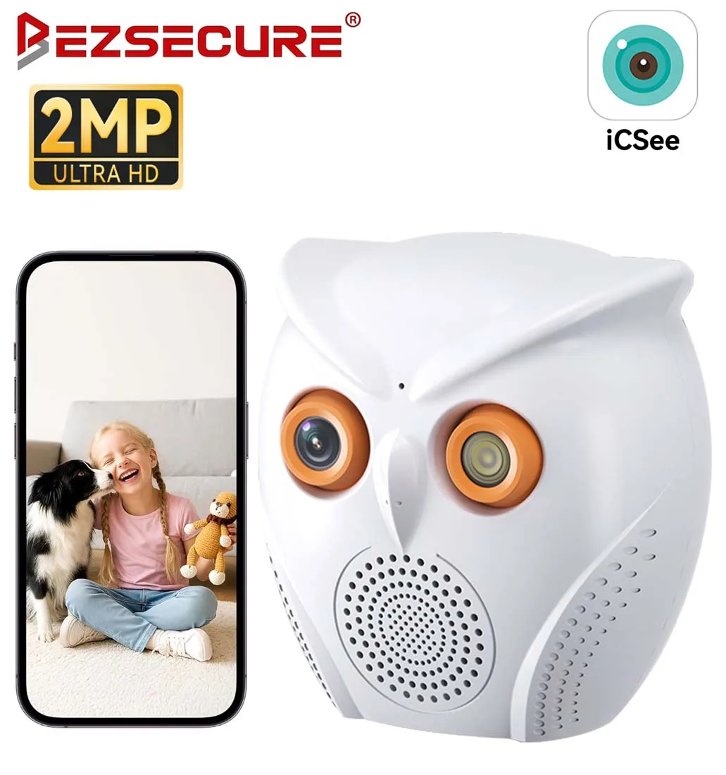 

Умная Wi-Fi камера ICSEE в форме совы, 5 МП, миниатюрная, для дома, с обнаружением движения, двусторонней аудиосвязью, для внутреннего видеонаблюдения