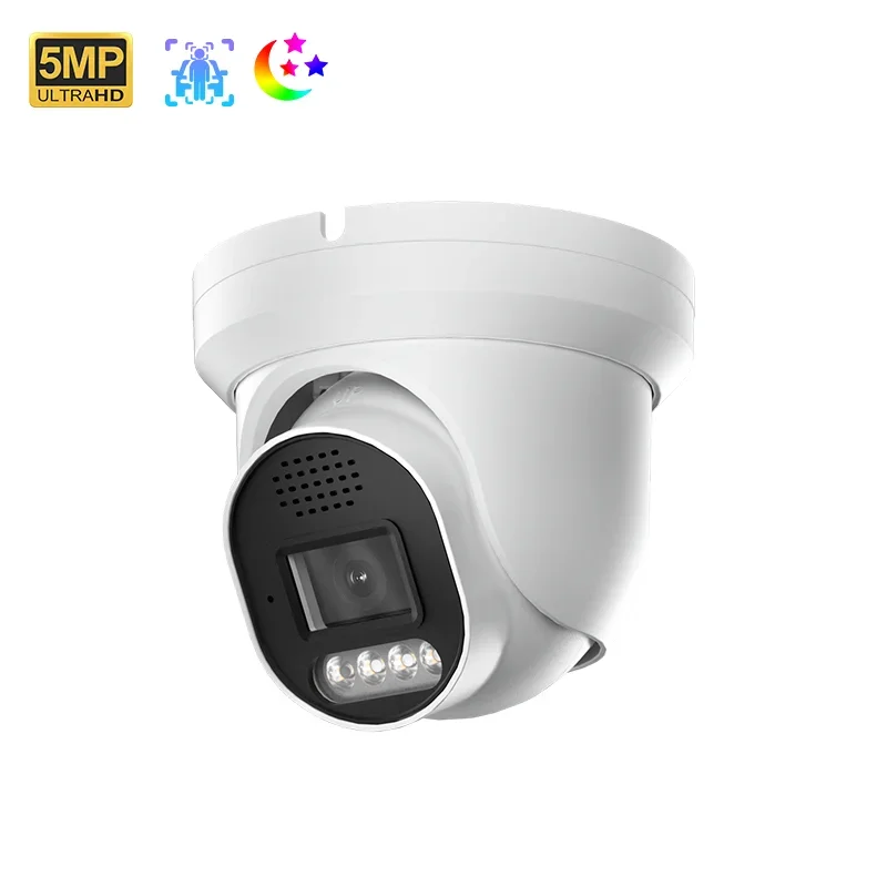 

2026 Veezoom 5MP Ultra Full Color POE IP CCTV Security Camera Night Vision CMOS Sensor Face/Human/vehicle Detection Turret Desig