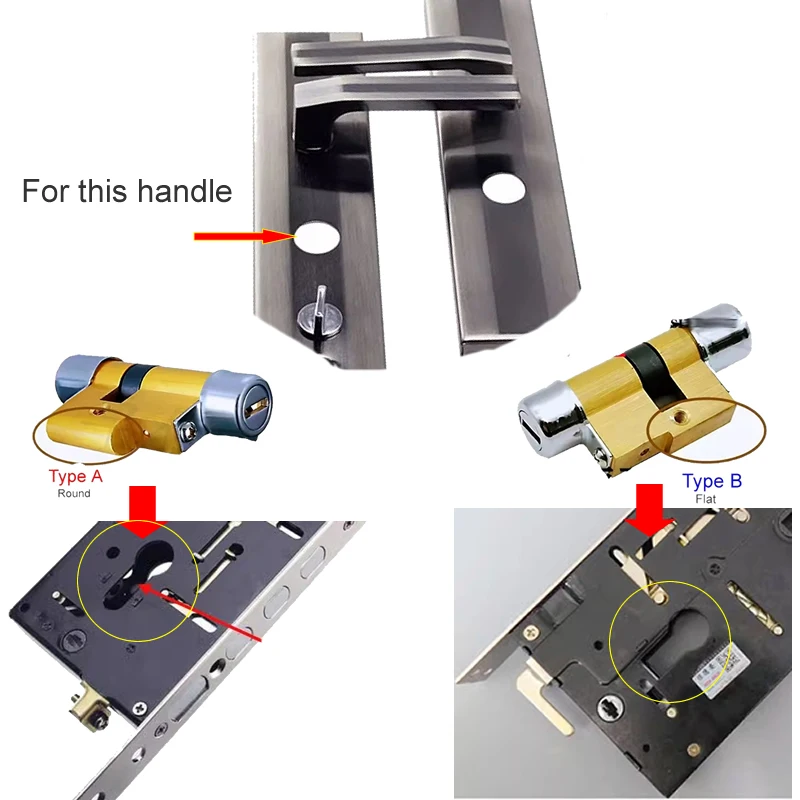 Mechanical anti-theft door lock core type 13 type 11 brass body Crescent key Anti-skid safe door cylinder  6keys