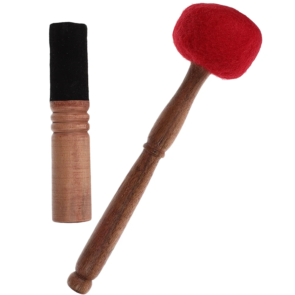 

2 Pcs Wooden Buddha Music Bowl Accessories Large Singing Meditation Stick 55X55X225CM Wool Felt Mallet