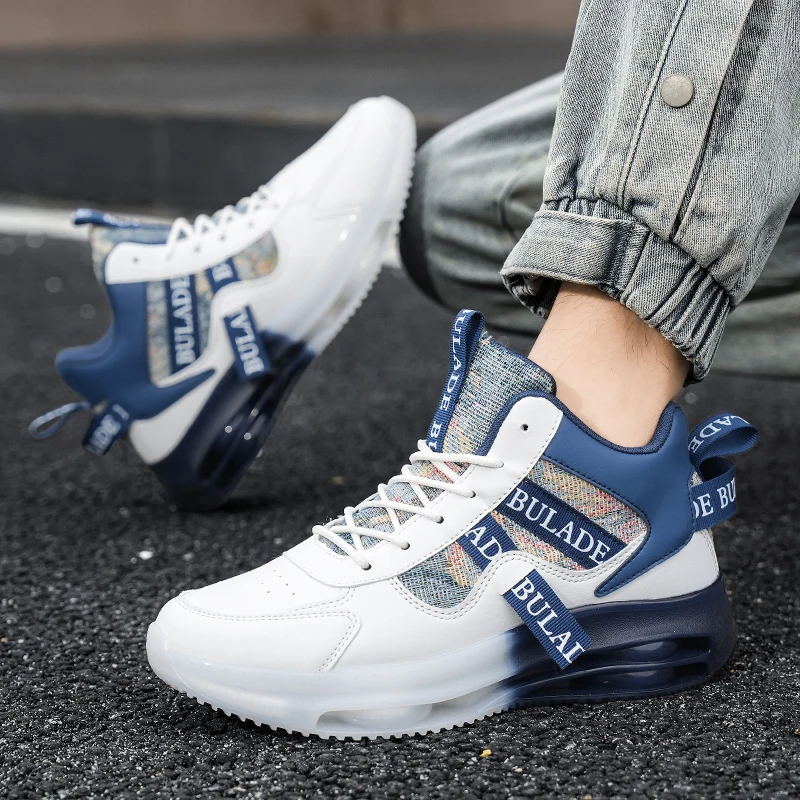 

Spring Height-Increasing Men's Shoes, Breathable Mesh Running Shoes, Men's Casual Versatile High-Top Sports Trendy Shoes