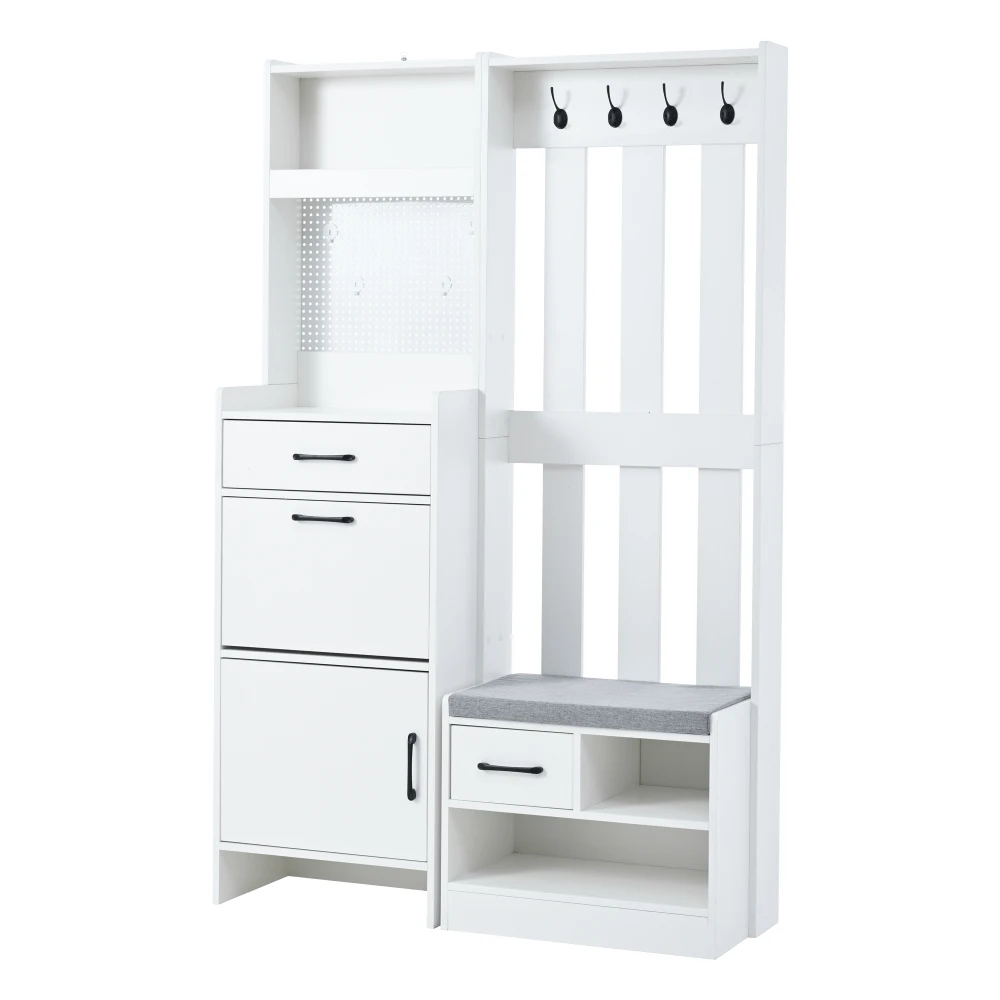 Boden-Kleiderständer, Kleiderständer, Kleiderständer, Bücherregal, 7-in-1-Kleiderständer mit Schuhbank, freistehend, Kleiderständer – Detail 13