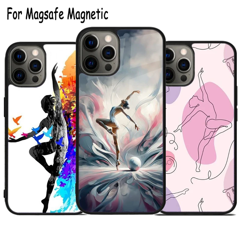 Gymnastic Dancer Wireless Charge Magsafe Phone Case For iPhone 15 16 14 13 11 12 Pro Max Plus Magnetic Bumper Cover