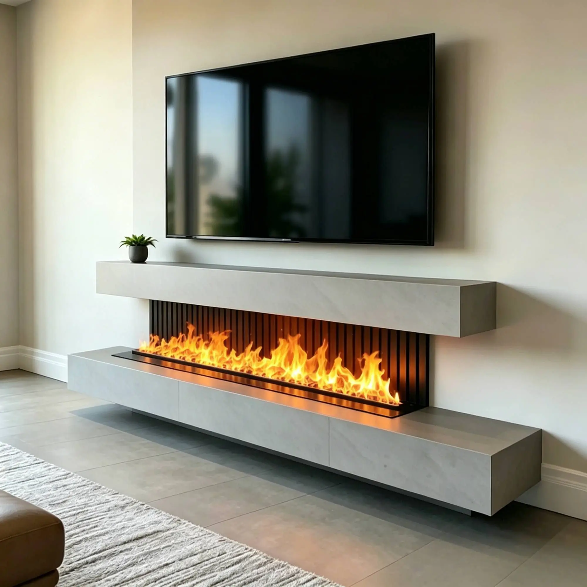 Customizable 3D Water  Fireplace For Media Wall, Linear Steam Flame Fireplace For Large Living Room TV Wall