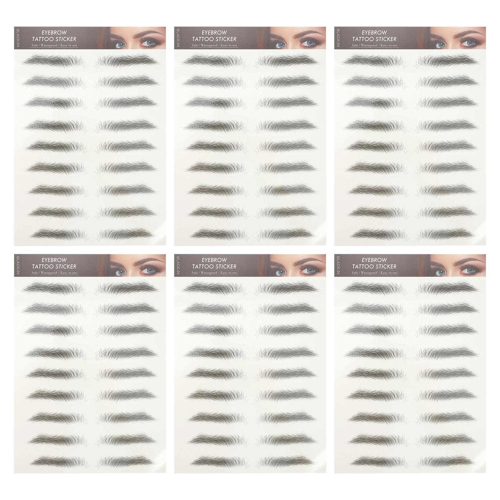 

12 Pcs Waterproof Eyebrow Stickers False Brows Cosmetics Black Kit Hair Like Natural Look Seamlessly Blend Full