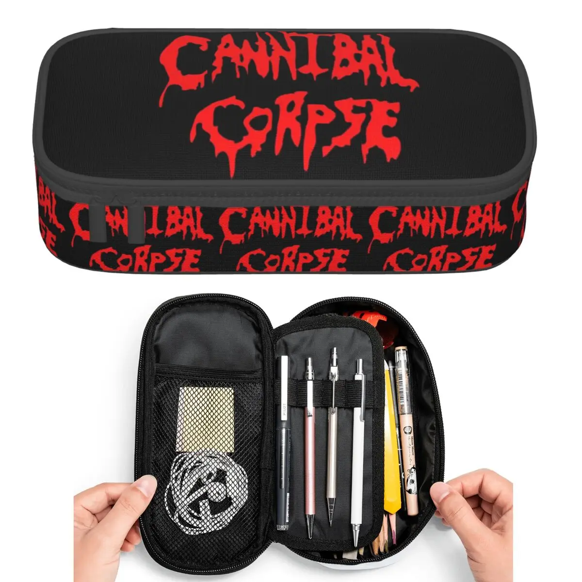 Cannibal Corpse Death Metal Band Pencil Cases for Student Pen Box Pencil Bag Large Storage Pencil Pouch Pen Holder