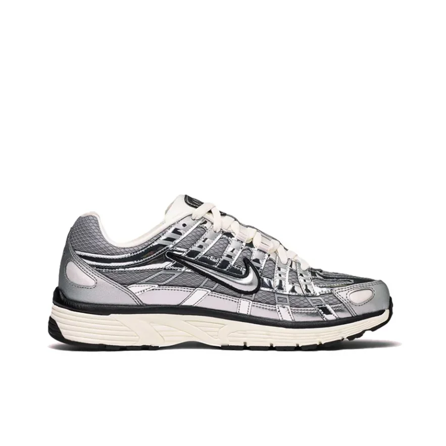 Zapatillas Nike P-6000 Low para hombre y mujer, zapatillas Retro de moda para correr, zapatillas suaves y cómodas, transpirables, plateadas metálicas