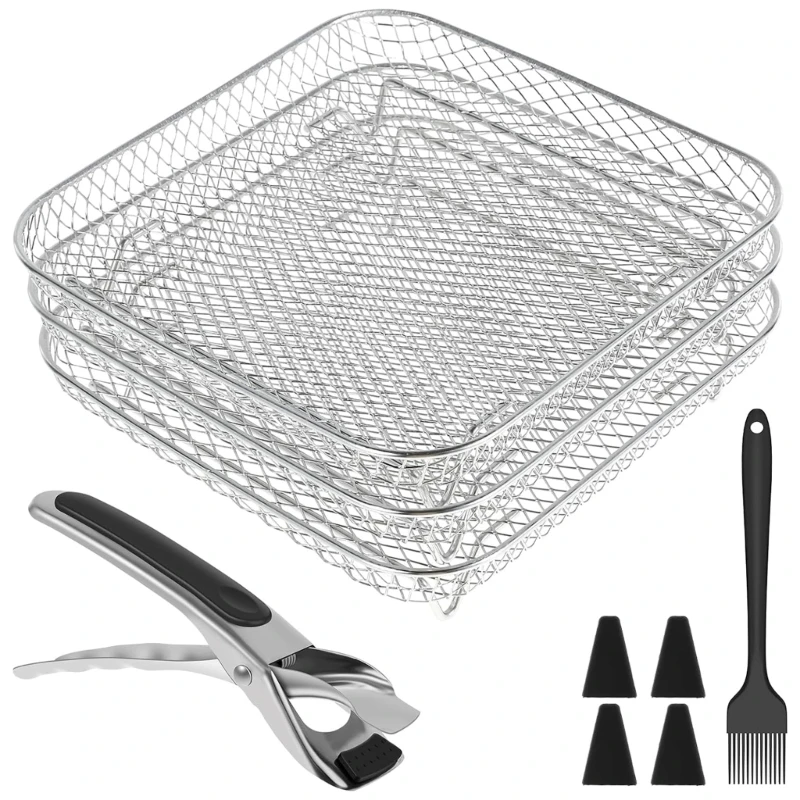 Multi-Layer Air Fryer Rack เครื่องขจัดน้ำออกจากอาหารยืนสแตนเลสผู้ถือขนมปังปิ้ง