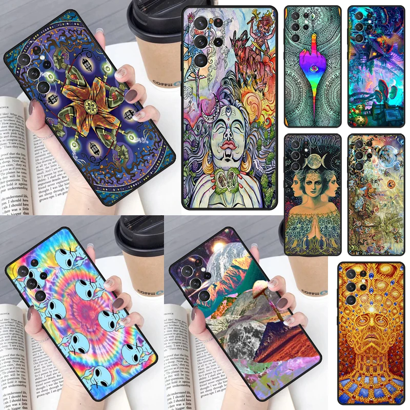 Alien Martian Psychedelic UFO Cover For Samsung Galaxy S23 Ultra S22 S20 S21 FE S8 S9 S10 Plus Note 10 20 Ultra phone Case