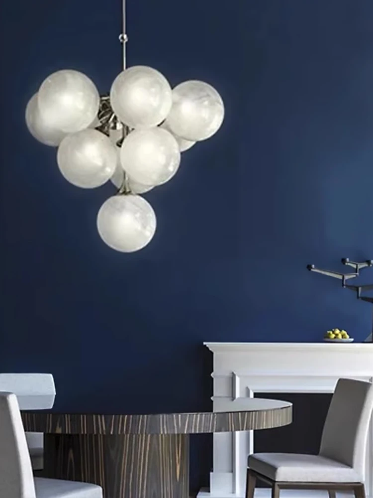 High Ceiling Villa Deco Idea Art Design White Glass Cottage Dining Room Chandeliers Lighting LED Hanging Lamps Bedroom Lustre