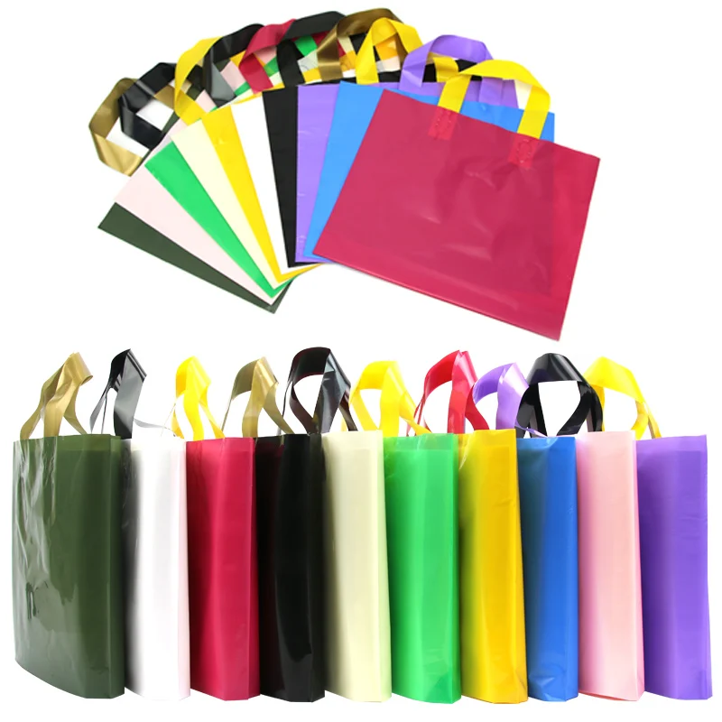 20 pcs Plastic Bag with Handle for Shopping Store  Take Away Brand Business Packing Package Wholesale Customized