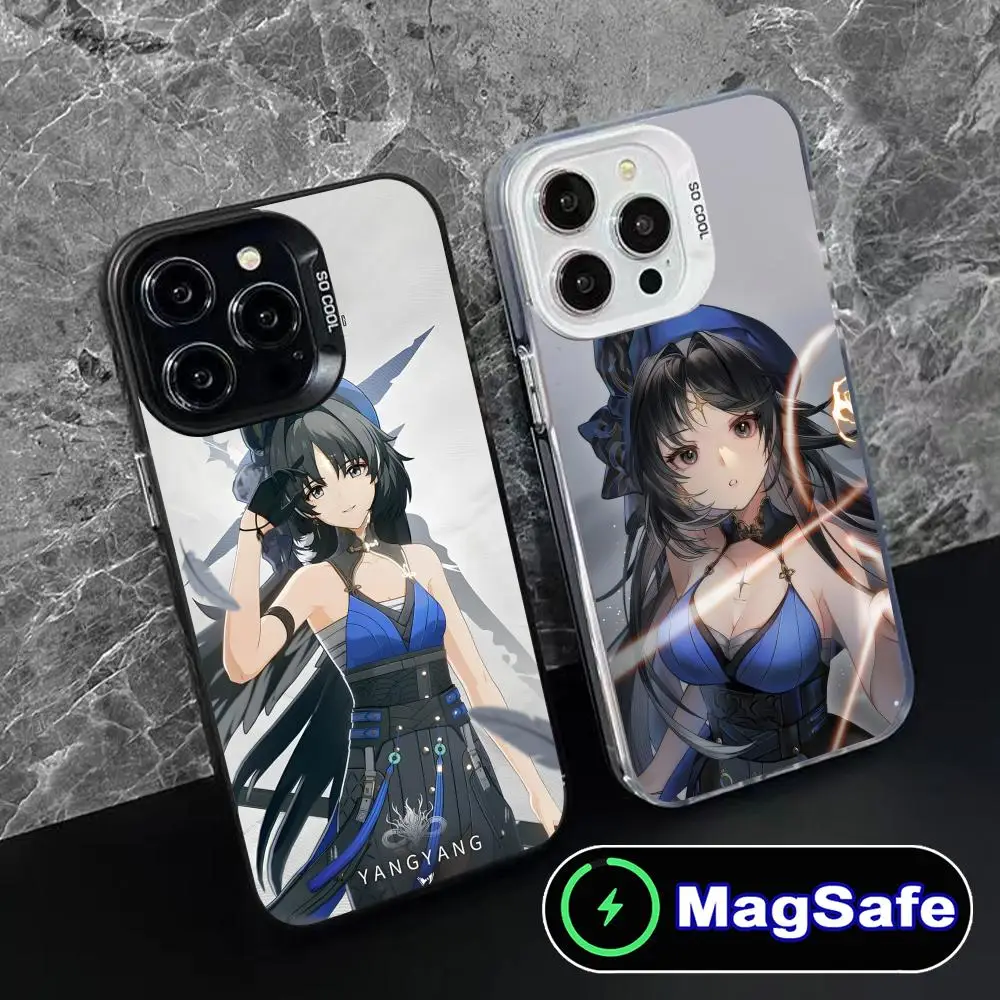 

Wuthering Waves Yangyang Phone Case for iPhone 16 15 14 13 12 11 Pro Max Plus MagSafe Translucent Colour Printing Luxury Cover