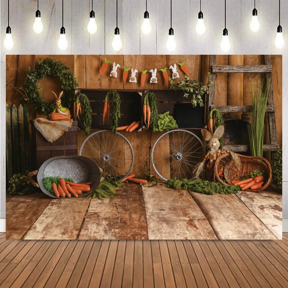 Spring Easter Photography Backdrop Vegetable shop Carrots White tulips Kids Portrait Decoration Background Photozone Supplies