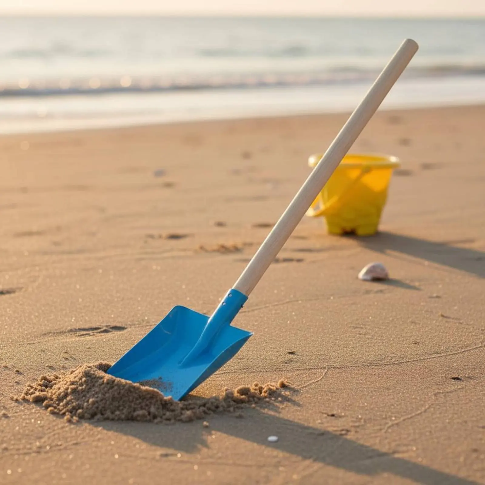 4 Pieces Kids Sand Shovel Set Educational Long Handle Shovel Set Child Sized Gardening Tools Safe Polished Edges Outdoor Toy view 5