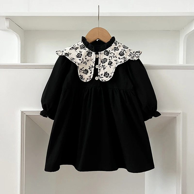 فستان الأميرات للحفلات للفتيات لربيع 2026 من 2 إلى 6 سنوات فستان جديد بأكمام طويلة للأطفال فستان قطني عتيق ملابس على الطراز الأوروبي الأمريكي #3